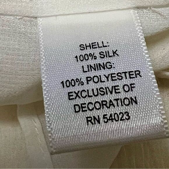 Banana Republic Ivory Sheer 100% Silk Stretch Crepe Ribbon Sleeveless Top S - Picture 12 of 13